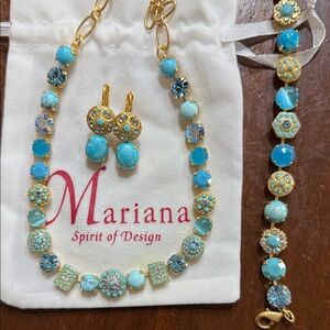 Mariana Turquoise and Gold Necklace Set (Never worn!)